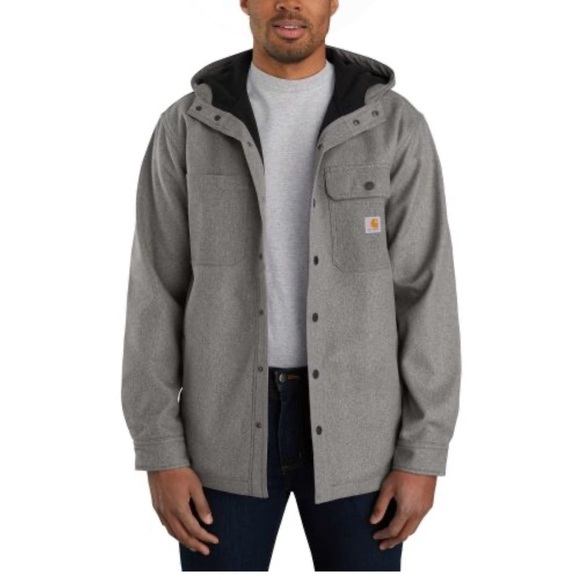 Carhartt RAIN DEFENDER HEAVYWEIGHT HOODED SHIRT Jacket sz L gray men’s - Picture 1 of 7